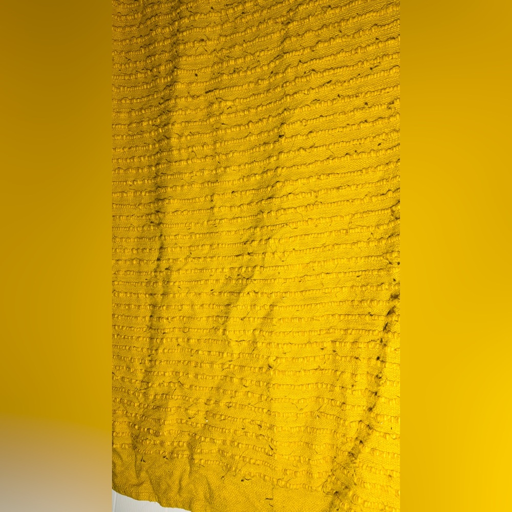 West Elm Mustard Yellow Textured Throw Blanket | Cotton Blend | Boho Decor